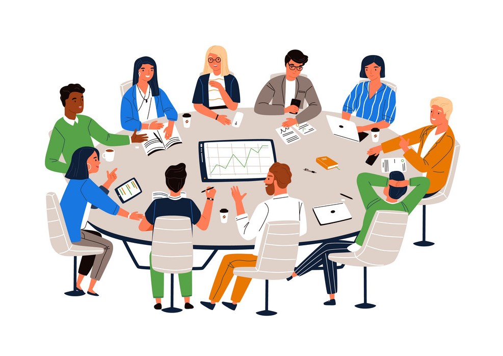 office workers sitting at round table and vector 24261929